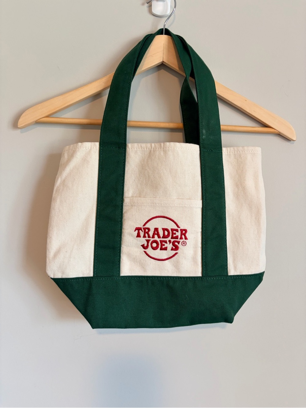 Trader Joe’s mini Green & Cream Canvas Tote Bag